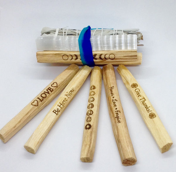 Crystal Smudge Bundle w/ Palo Santo Etch Stick